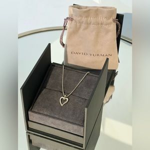 David Yurman cable heart necklace sterling silver 16” in box with bag & cloth